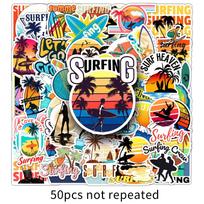 50pcs Creative Surfing Silhouette Stickers for DIY, Journals, and Car Decoration multi