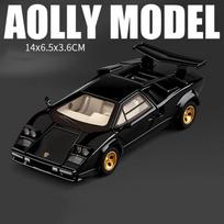 1:32 Lambor Countach Lp500S V12 Miniature Toy Diecast Alloy Model Car Doors Opened Sound Light Pull Back Vehice Popular Ornament black