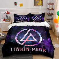 Linkin Park Logo Galaxy Style Bedding Duvet Cover Set Duvet Cover Pillowcases  (1*Duvet Cover 2*Pillowcases, without duvet insert) 135x200cm black