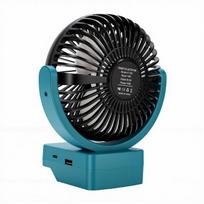 Portable Cordless Fan Fit for PARKSIDE 20V TEAM Battery Jobsite Fan with Brushless Motor USB A and USB C Ports for Camping Workshop Sites gray