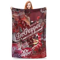 Dr Pepper Blanket Warm Fleece Sofa Throw Blanket for Home Bedroom Outdoor Throws Bedspread Quilt 75x90cm gray