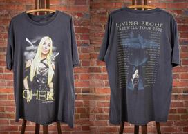 Vintage Styles Cher Living Proof Concert T Shirt 2002 Charcoal M brown