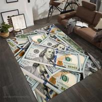 100 Dollar Bill Area Rug Non-Slip Polyester Money Rug Living Room and Bedroom Decoration Carpet 40X60CM gray