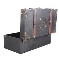 2pcs Alloy Buckle Wooden Storage Box Safety Lock Treasure Chest with Lid  For Home Office