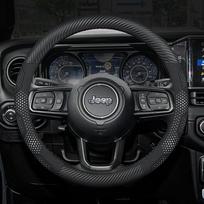 For JEEP SRT Renegade Compass Wrangler Patriot Grand Cherokee Trail Hawk Carbon fiber Suede Car Steering Wheel Cover Accessories we1 black