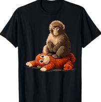 Sad Monkey Punch Meme Sitting On Orange Toy T-Shirt XXXXL brown