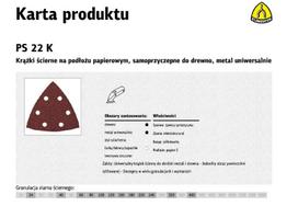 KLINGSPOR šlifavimo popierius trikampis PS22K P100 GLS15 /50vnt. 96mm