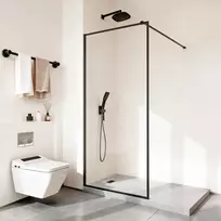 Dušo sienelė su pilnu rėmu 864x187 cm walk-in tipo 8 mm grūdintas stiklas juoda