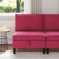 Vidurinė sofa su saugykla Vyno raudona Aksomas