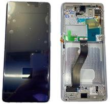 Originalus Samsung G998 / Galaxy S21 Ultra LCD ekrano ir jutiklinio skydelio modulis su rėmeliu, sidabrinis Phantom Silver (gamintojo serviso pakuotė)