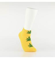 Kojinės vyrams itin trumpos "Weed" (geltona/žalia)