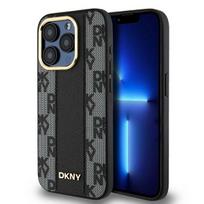 DKNY DKHMP15XPCPVSLK iPhone 15 Pro Max 6.7" Black Leather Checkered Mono Pattern Hard Case with MagSafe