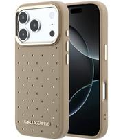 Smėlio spalvos dėklas Apple iPhone 17 Pro Max telefonui "Karl Lagerfeld PU Perforated Gold Dots MagSafe Case"