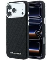 Juodas dėklas Apple iPhone 18 Pro Max telefonui "Karl Lagerfeld PU Grained Allover Semi Wrap Magsafe Case"
