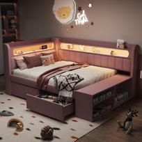 Miegamas sofa, 90x200 cm, su USB ir LED, 1 vnt