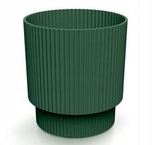 Žalias dryžuotas vazonas su plastikine kojele 13,8x12,8 cm Milly Apvalus dangtis