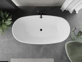Mexen Eris laisvai stovinti vonia 170 x 80 cm, balta, juodas perpylimas - 53441708000-70, 170 x 80 cm