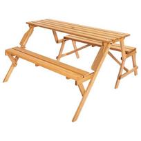 medinis pikniko stalas su suoliuku 2-in-1