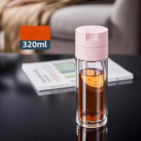 Stiklinis puodelis Dvigubas karščiui atsparus stiklas Apsauga nuo nusiplikymo Atidarykite dangtelį vienu spustelėjimu Nešiojamas Arbatos ir vandens atskyrimas Verslo puodeliai 320-400ml white