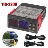 110-220V STC-3008 Skaitmeninis temperatūros reguliatorius Termostatas NTC jutiklis Šilumos vėsinimas Temperature Controller juoda/raudona