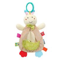 Baby Security Blanket Elephant with Tags Teether Rattles Mobile Soft Blanket Snuggle Toy Stuffed Animal for Babies Newborns Gift beige