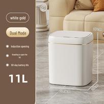 2026 išmanus indukcinis šiukšliadėžė, 13 l talpa, ilgaamžė baterija, daugiafunkcionalus namams. Platinum - 11L (Dual Mode - Battery) white