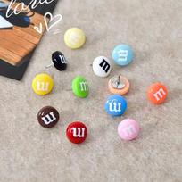 30 Colorful M Bean Pushpins: Edible Chocolate Bean Thumbtacks for Photo Walls & Cork Boards 10 Pieces/Box gray