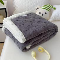 Pūkuotas fliso pledas su languota tekstūra Žieminis storas pledas Antklodės užvalkalas Dvigalė sofa-lova Užtiesalas Minkštas šiltas Pledas Miegamasis 100×150cm gray