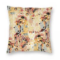 Gustav Klimt Artistic Print Square Pillowcase Pillow Cover Cushion Zip Decorative Comfort Throw Pillow for Home Sofa 12x12Inch beige