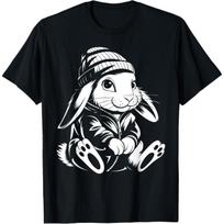 Thug Bunny Rabbit Gangster Rabbit Funny Bunny Lovers Design T-Shirt(1) XXXXXL juoda