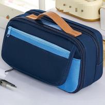 Large-capacity New Portable 9-layer Contrast Color Pencil Case Niche Unisex Simple Multi-layer Stationery Bag gray