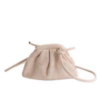 High-value retro niche small bag women's bag new fashionable high-value crossbody bag pleated cloud bag beige