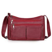 Naujas madingas mamos krepšys, vidutinio amžiaus moterų minkšta oda, madingas ir universalus Crossbody krepšys, stilingas ir stilingas moteriškas pečių krepšys 26x10x19cm raudona