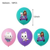 Festive Gabbys Dollhouse Kids Party Decorations With Colorful Balloons Cake Toppers And Flag Banners Balloon 18Pcs blue