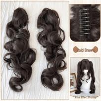 Cream Puff Roll Mola Wig: Women's Roman Curl Double Ponytails Lolita Long Curly Hair Full Head Cover brown