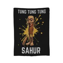 Tung Tung Tung Sahur Blankets Italian Brainrot Flannel Awesome Breathable Throw Blankets for Coverlet All Season, Size: 75*100cm, Weight: 230 GSM brown