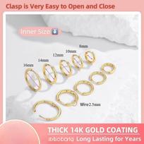 5 Pairs 14K Gold Plated Huggie Hoop Earrings for Women Lightweight Minimalist Small Hoops Multiple Piercing Stack Set Earrings white