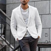 Mens Solid Color Loose Thin Casual Blazer Suit Jacket S balta