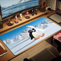 Pingu Penguin Lace Solid Color Mouse Pad Large Gaming Table Cushion Non-slip Laptop Tablet Big Mousepad XXL Mat Mini PC Playmat With Lock edge 30cmx60cm(11.8x23.6inch)