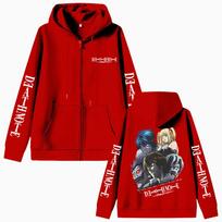 Anime Death Note Yagami Light MisaMisa Ryuk L Lawliet Graphic Zipper Hoodie Men Women Casual Vintage Oversized Zip Up Hoodies 2XL raudona