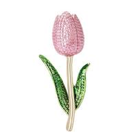 Vibrant Enamel Tulips Brooch Stylish Metal Art Multi Purpose Decoration For Women Fashionable Everyday Jewelry rožinė