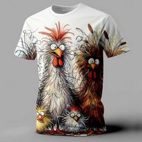 Juokingi vyriški marškinėliai su gyvūnų vištienos raštu Vasaros laisvalaikio marškinėliai trumpomis rankovėmis Street Fashion džemperis su kakleliu Vyriški dideli drabužiai 100 white