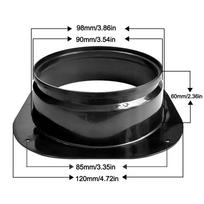 Plastikinis ventiliacijos vamzdžio adapteris, jungiamoji flanšinė dalis, oro išleidimo kanalo jungiamoji flanšinė dalis, išmetamųjų dujų sistema Black/100mm