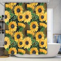 Brighten Up Your Shower Space With This Vibrant Sunflower Print Bath Curtain Decorate Now! W60H190(CM)-1 Pcs white