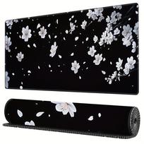 Large White Sakura Pattern Mouse Pad PC Gaming Esports Computer Black Mouse Pad Office Desktop Rubber Mouse Pad xmm 800x400x2mm white