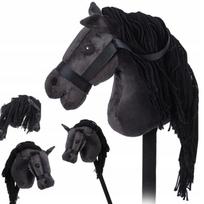 HORSE HEAD ON A STICK HOBBY HORSE SOUND PLUSH beautiful BLACK