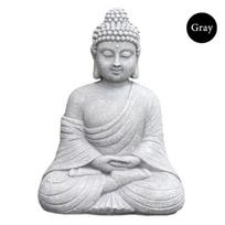 9 Inch Vintage Garden Buddha Statue Indoor Outdoor Garden Zen Buddhism Figurine Sculpture Home Office Store Decor Ornament pilka spalva