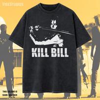 Kill Bill Graphic T-Shirt and kids T-Shirt – Vintage Washed Samurai Sword Movie Tee, Unisex Streetwear 140 black