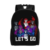 Eat Sleep Gorilla Tag Backpack for Men Women Casual High School Work Daypack Game Monkeys College Shoulder Bag Outdoor black