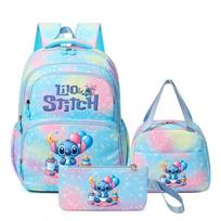 Stitch Student Backpack Set of 3, Large Capacity Bookbag, Cartoon Outdoor Daypack, Kids Gift, Lilo & Stitch
